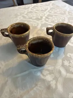 SET OF 3 VINTAGE MCCOY POTTERY BROWN DRIP GLAZE COFFEE MUGS CUPS USA