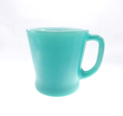VINTAGE ANCHOR HOCKING FIRE KING TEAL GREEN MUG D-HANDLE