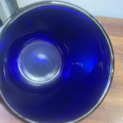 VINTAGE LIBBEY COBALT BLUE CELESTIAL SUN, MOON, & STARS COFFEE MUG FRIENDS 90'S