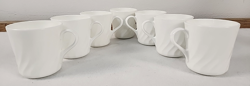 VINTAGE CORNING WARE WHITE SWIRL MUG COFFEE TEA 7 CUPS CORELLE ENHANCEMENTS SET