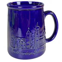 VTG BENNINGTON POTTERS SMITHSONIAN INSTITUTION COBALT BLUE COFFEE MUG CUP 4.25