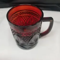 1 VINTAGE CRISTAL D'ARQUES DURAND ROYAL RUBY RED COFFEE CUPS MUGS FRANCE SET 1