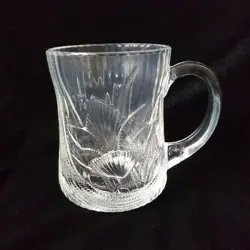 ARCOROC CANTERBURY CROCUS CLEAR GLASS MUG COFFEE CUP TEA TULIP VINTAGE