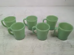 VINTAGE FIRE-KING JADEITE RESTAURANT WARE D HANDLE COFFEE MUGS - SET OF 6 EUC