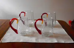 GLASS RIBBED HANDLES