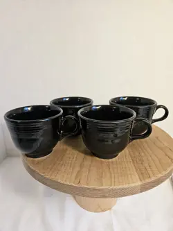 VINTAGE HOMER LAUGHLIN FIESTA BLACK - COFFEE CUP MUG - SET OF 4