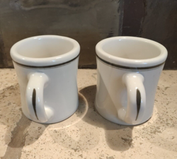 2 VINTAGE VICTOR RESTAURANT/DINER WARE 6OZ COFFEE MUG GREEN STRIPE HEAVY!