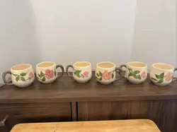 FRANCISCAN DESERT ROSE SET OF 6 COFFEE MUG TEACUP VINTAGE