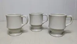 VINTAGE HALL CHINA RESTAURANT WARE DINER MUG HEAVY PEDESTAL COFFEE CUP SET OF 3