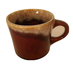 VINTAGE BROWN DRIP GLAZE ART POTTERY MUG MID CENTURY MODERN MADE IN USA