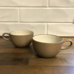 VINTAGE EARLY EDITH HEATH CERAMICS ART POTTERY COFFEE MUG SET OF 2 SANDALWOOD