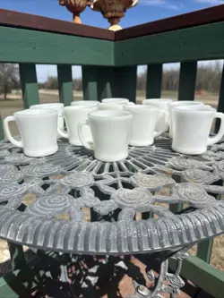 ANCHOR HOCKING FIRE KING COFFEE MUGS/CUPS WHITE MILK GLASS VINTAGE LOT OF 12