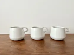 3X VINTAGE BENNINGTON POTTERS MUGS 1365B WHITE, VERMONT DAVID GILL
