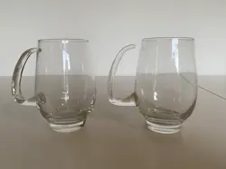 VINTAGE LIBBEY CLEAR GLASS TANKARD MUGS SET OF 2