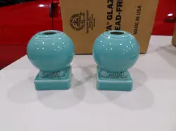 VINTAGE FIESTA FIESTAWARE TURQUOISE RETIRED ROUND BALL CANDLE HOLDER NEW IN BOX