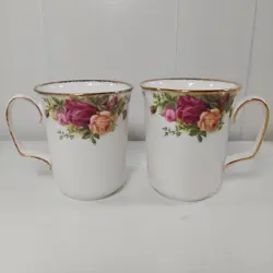 VTG ROYAL ALBERT OLD COUNTRY ROSES SET OF 2 COFFEE MUGS