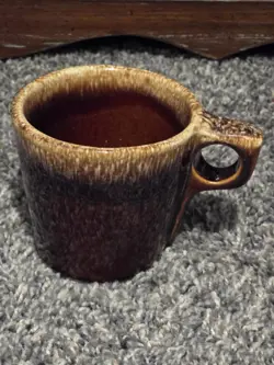 VINTAGE HULL POTTERY BROWN DRIP GLAZE OVEN PROOF COFFEE CUP MUG 3.5