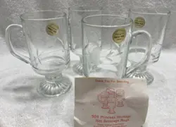 VTG SET OF 4 PRINCESS HOUSE CRYSTAL BEVERAGE MUGS WITH STICKERS #504 NEW IN BOX