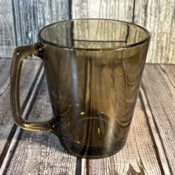 VINTAGE PYREX 1400 SMOKED AMBER GLASS MUG COFFEE CUP  CORNING NY, USA