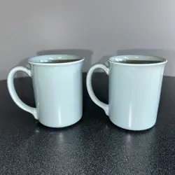 VINTAGE SET OF 2 CORNING WARE COFFEE TEA MUGS CUPS SOLID LIGHT BLUE
