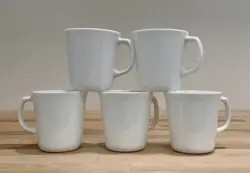SET OF 5 CORNING USA VINTAGE WINTER FROST WHITE COFFEE MUGS/TEA CUPS D HANDLE
