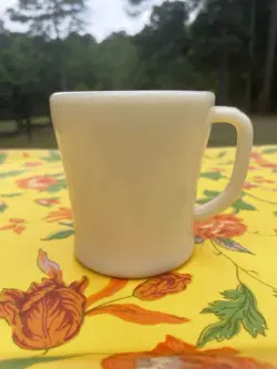 FIRE KING IVORY MILK GLASS COFFEE CUP/MUG - VINTAGE D-HANDLE - MULTIPLE AVAIL.