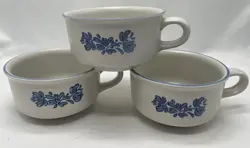 VINTAGE SET OF 3 PFALTZGRAFF YORKTOWNE STONEWARE SOUP MUGS W/HANDLE BOWL  #280