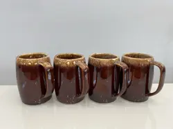 4 VINTAGE HULL USA 16 OZ. BROWN DRIP BEER STEIN LARGE COFFEE MUGS 5