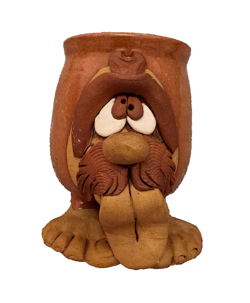 VINTAGE 3D ART UGLY FUNNY FACE TONGUE ON FEET CERAMIC POTTERY COFFEE / TEA CUP