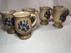 VINTAGE PFALTZGRAFF FOLK ART FOOTED PEDESTAL STONEWARE COFFEE MUG 5