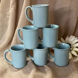 SET OF 6 - VTG. CORNING CORELLE - LIGHT BLUE - COFFEE CUPS / MUGS - EUC