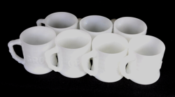 (7) VINTAGE B.C. COMIC GROG MILK GLASS MUG COFFEE CUP JOHNNY HART FIRE KING 3