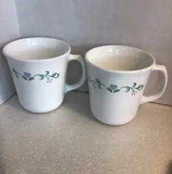2 VINTAGE CORELLE CORNING WARE COUNTRY COTTAGE COFFEE MUGS OR CUPS