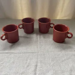 FIESTA WARE COFFEE MUGS RING HANDLE HOMER LAUGHLIN HLC USA CUPS SET OF 4 VINTAGE