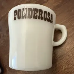 PYREX PONDEROSA RESTAURANT 709-11 MILK GLASS COFFEE MUG CUP VINTAGE ADVERTISING