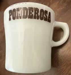 PYREX PONDEROSA RESTAURANT 709-12 MILK GLASS COFFEE MUG CUP VINTAGE ADVERTISING
