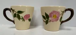2 VINTAGE FRANCISCAN DESERT ROSE TAPERED COFFEE MUGS CUPS USA - RARE!