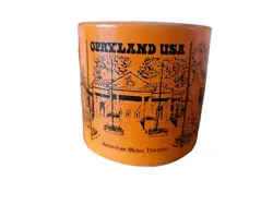 VINTAGE FEDERAL GLASS OPRYLAND USA COFFEE MUGS ORANGE