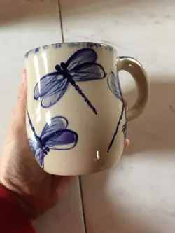 VTG HAND TURNED STUDIO ART POTTERY MUG DRAGONFLIES YESTERYEARS TEXAS