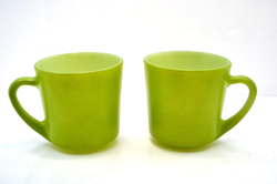 2 VINTAGE ANCHOR HOCKING 1089 PLACESETTERS COLLECTION GREEN MUGS