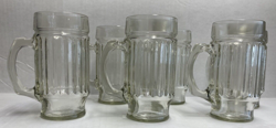 VINTAGE ANCHOR HOCKING RIBBED BEER ROOT BEER MUG CLEAR GLASS SET OF 6