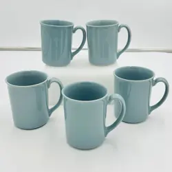 CORNING WARE CORELLE MEDIUM BLUE COFFEE CUPS MUGS VINTAGE USA SET OF 5