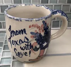 VTG MARTINEZ POTTERY FROM TEXAS WITH LOVE! ART POTTERY COFFEE MUG SIGNED 16OZ