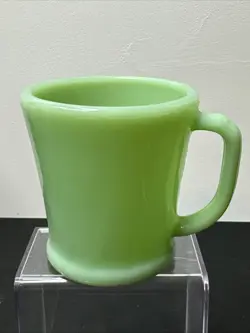 VINTAGE OVEN WARE FIRE KING JADEITE D HANDLE FLAT BOTTOM COFFEE MUG