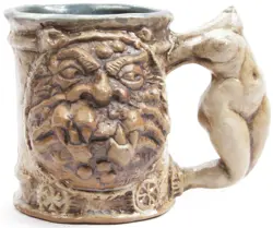 VINTAGE JIM RUMPH POTTERY HEADLESS MAIDEN TANKARD OGRE 3-D STEIN MUG 1971 OLD
