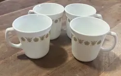 VINTAGE CORELLE BY CORNING BUTTERFLY GOLD SET OF 4 MUGS