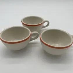 VTG HLC HOMER LAUGHLIN CHINA HEAVY RESTAURANT COFFEE MUG W/ORANGE STRIPE