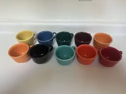 VTG FIESTAWARE HOMER LAUGHLIN HLC COLORS COFFEE MUGS SET OF 10 ASSORTED
