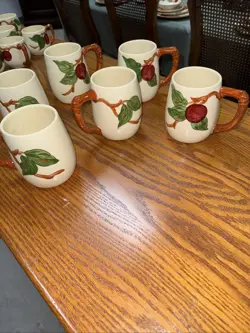 APPLE 6 GRAND MUGS FRANCISCAN CALIFORNIA USA VINTAGE EARTHENWARE COFFEE GRANDMUG