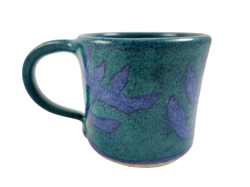 VINTAGE KARL SPORCK BRISLING POTTERY STONEWARE MUG ABSTRACT PATTERN BLUE PURPLE